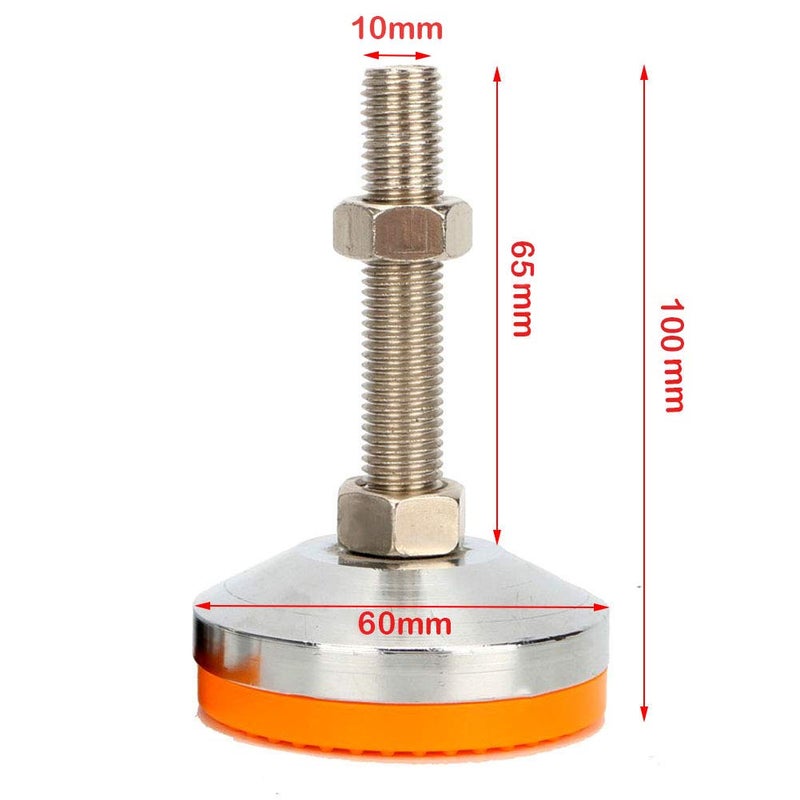 Hyever Heavy Duty Leveling Screw Leg 4" Adjustable Feet Leveler Foot for Furniture Mechanical Equipment Pack of 2 - Image 2